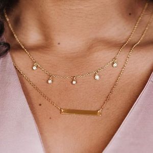 CAUSEBOX Fosterie Gold Layered Gem Necklace NWT